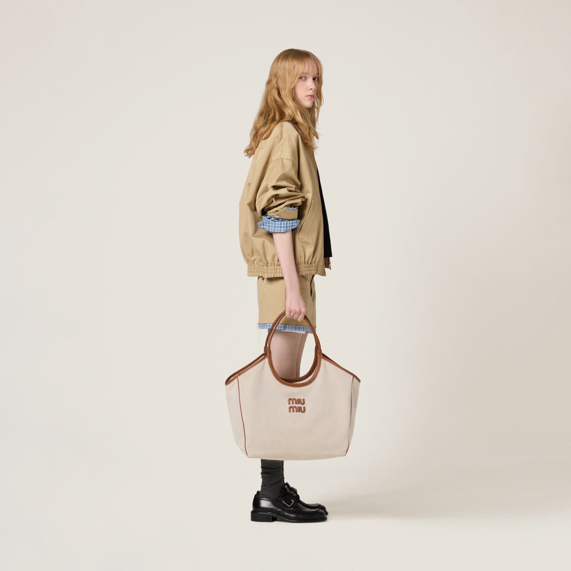 Miu Miu IVY canvas and leather bag (Large)