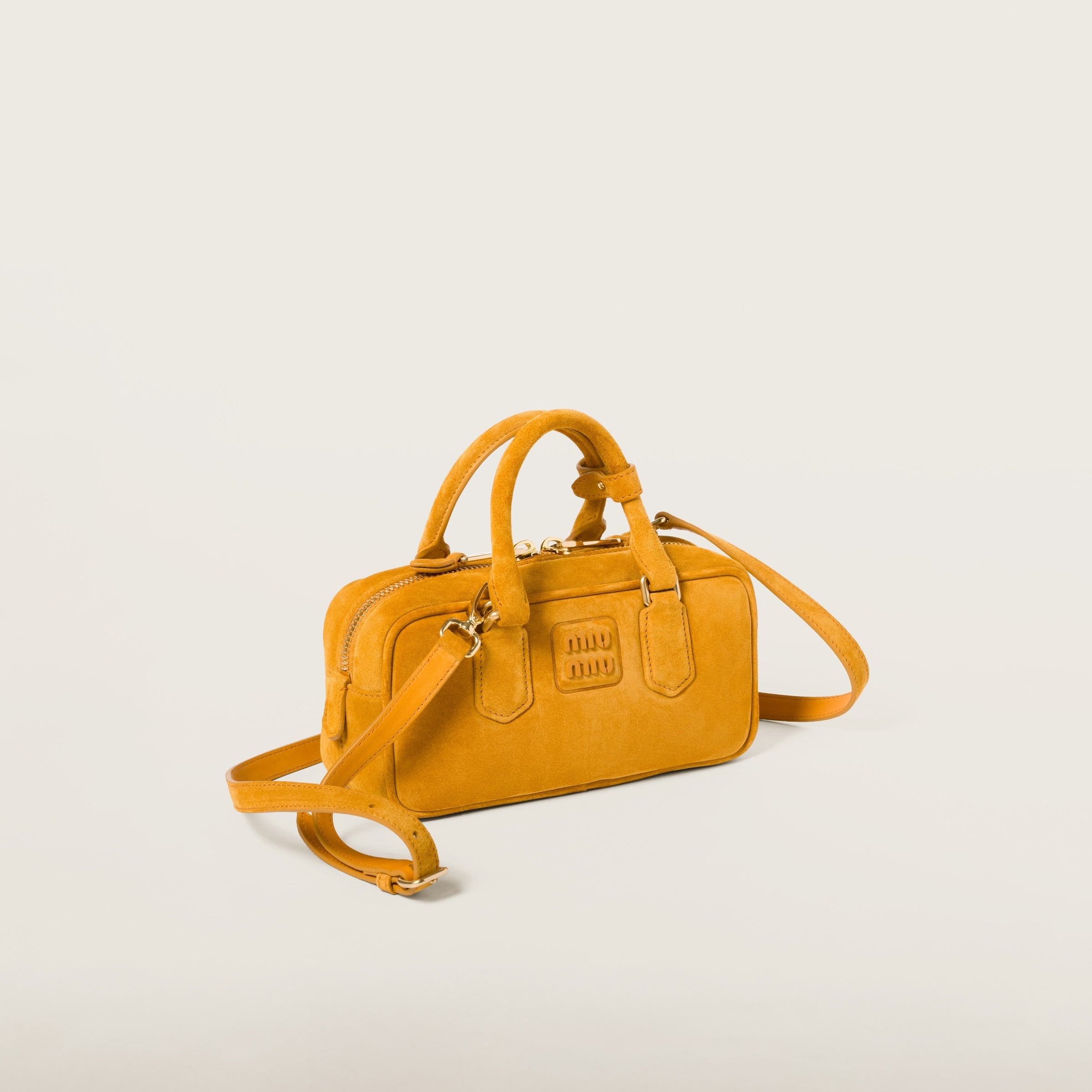 Miu Miu Arcadie padded suede top-handle bag Whiskey Color (Large)