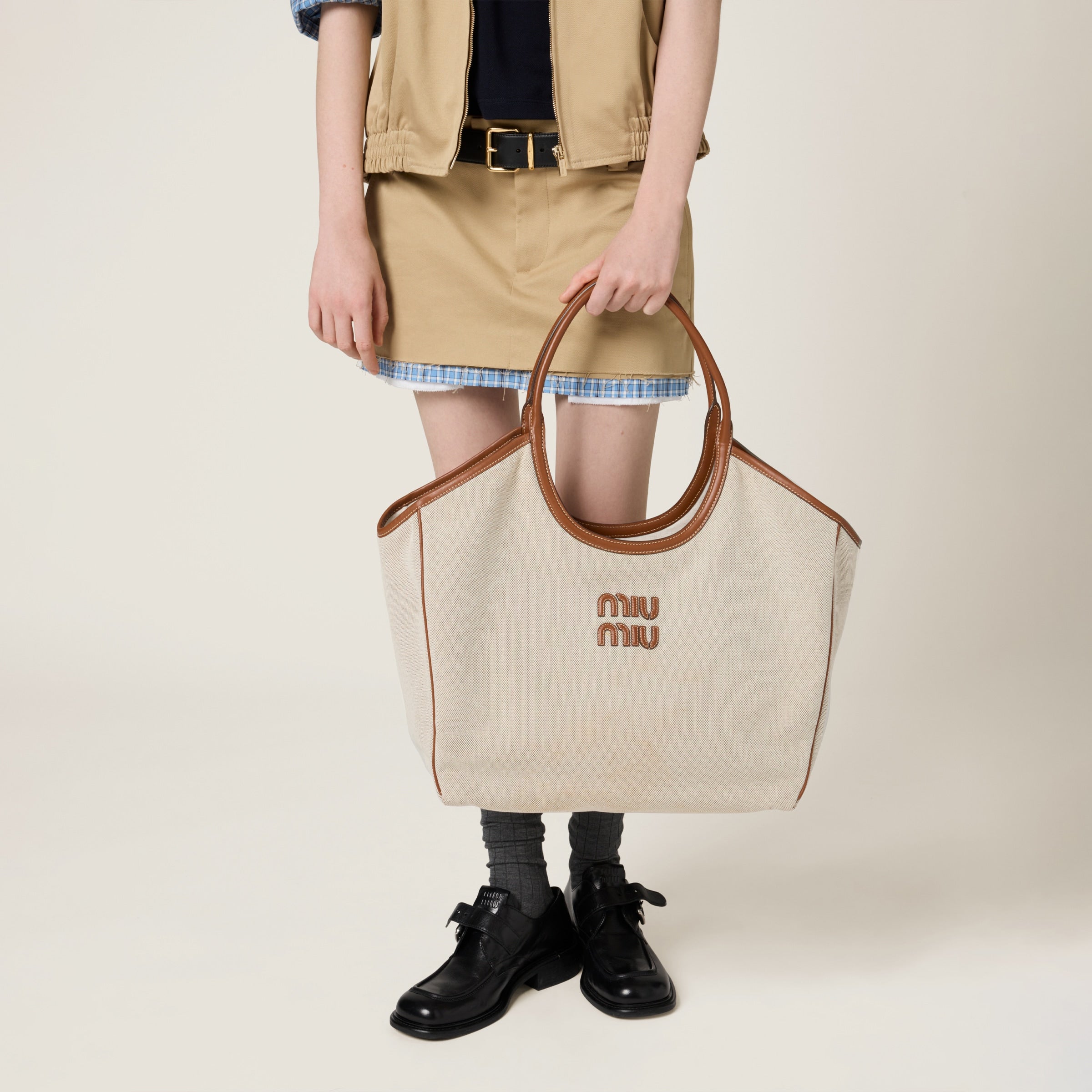 Miu Miu IVY canvas and leather bag (Large)
