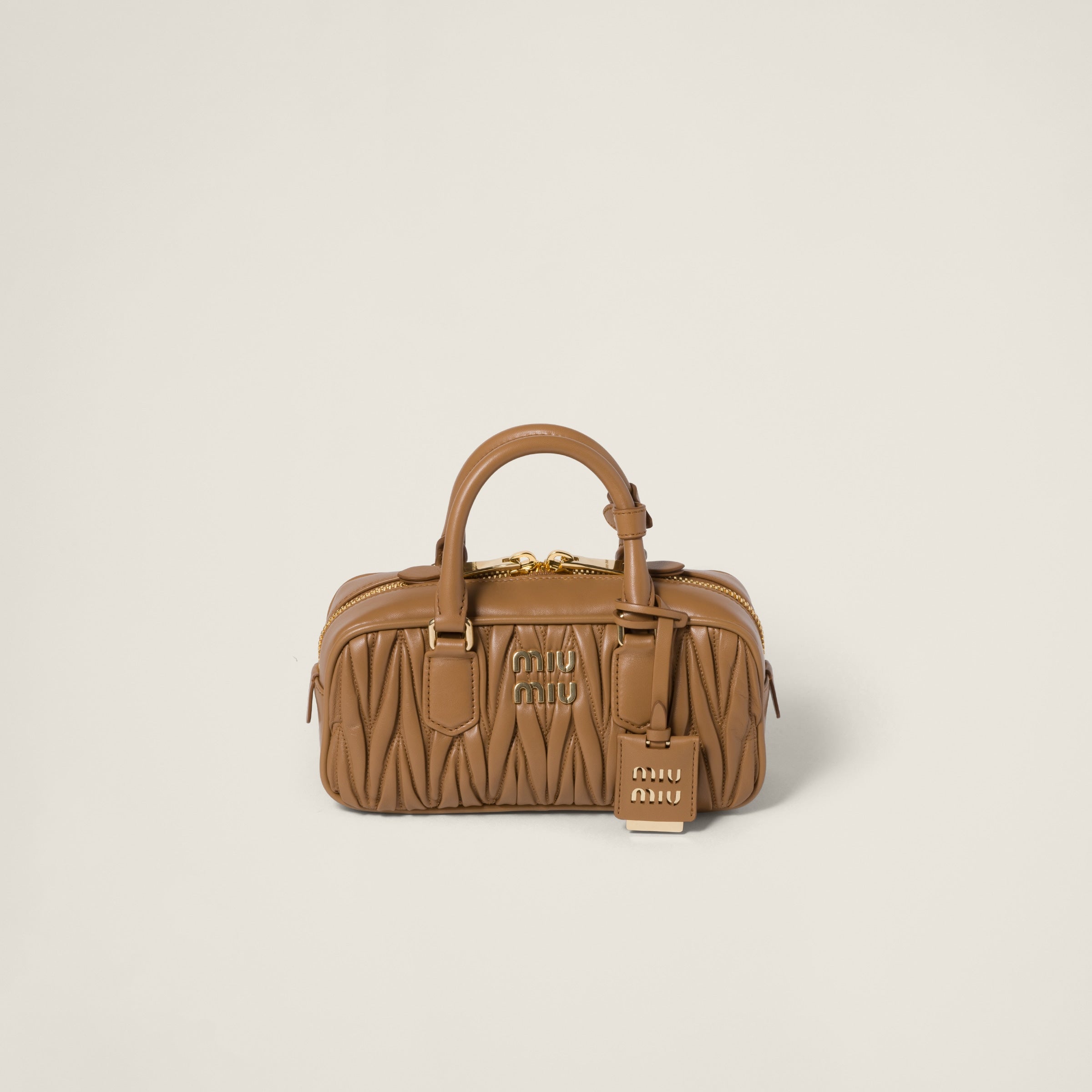 Miu Miu Arcadie leather bag matelassé Caramel - حقيبة Arcadie جلد لون كراميل ماتلاسي