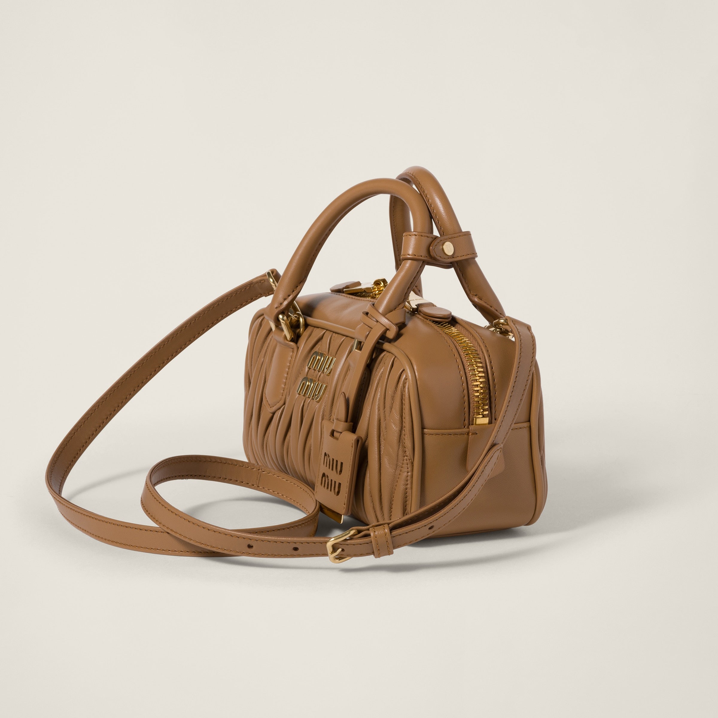 Miu Miu Arcadie leather bag matelassé Caramel - حقيبة Arcadie جلد لون كراميل ماتلاسي