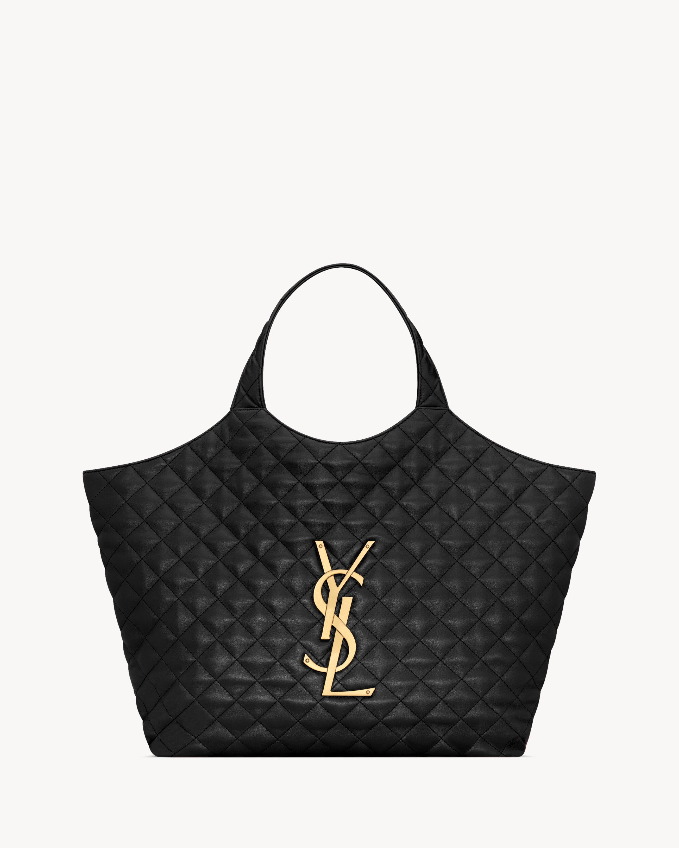Saint Laurent Maxi Shopping Bag with Jewel Cassandre Logo_ Black With Gold Hardware