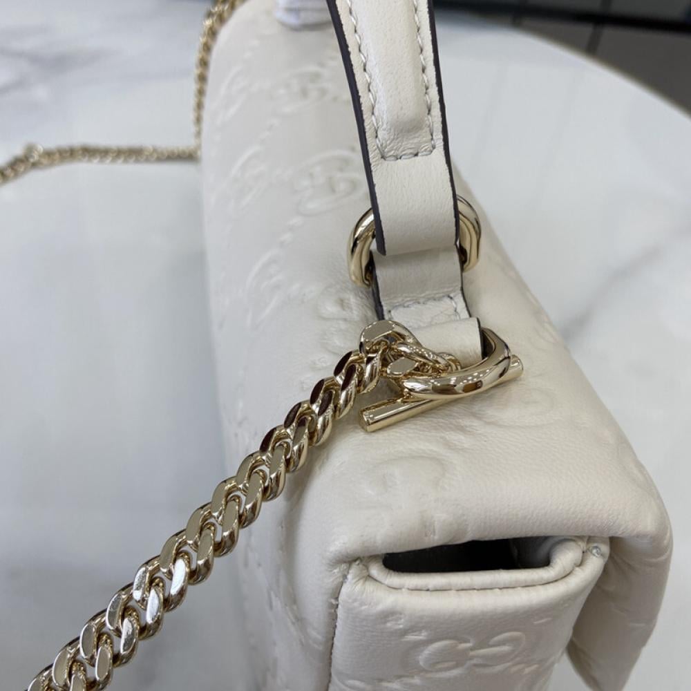 Gucci Mini GG Milano White Leather Top Handle Bag