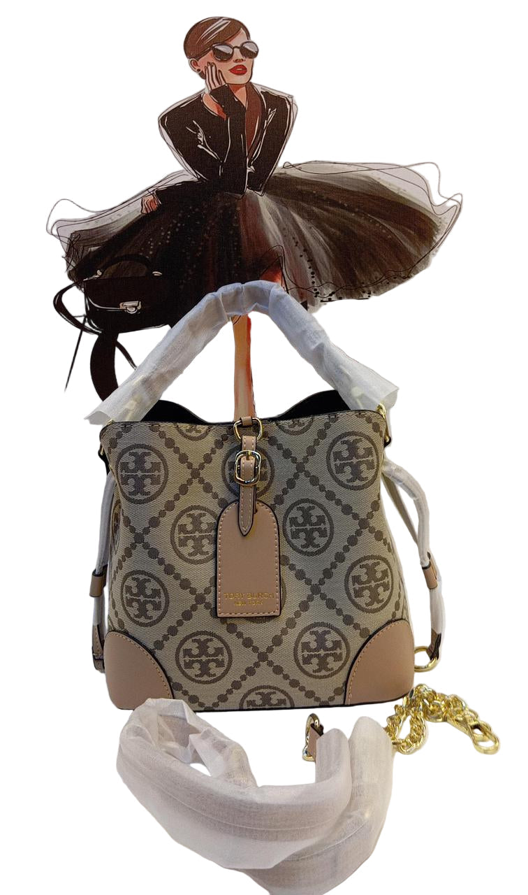 Tory Burch T Monogram handbag beige and Cream