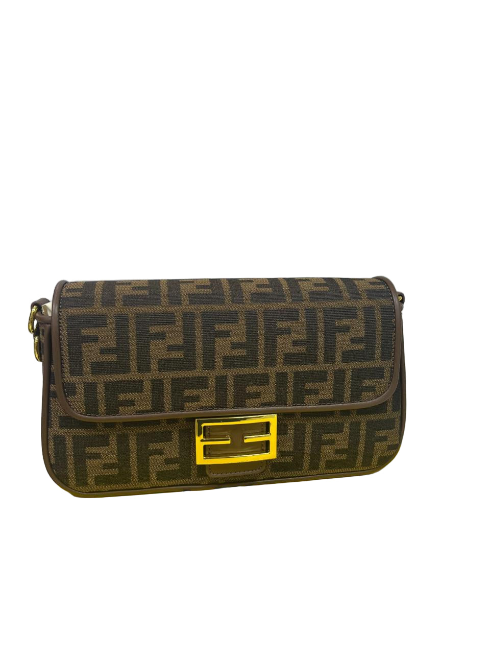 Fendi Baguette Bag in Brown FF Canvas with Gold Hardware 26 cm