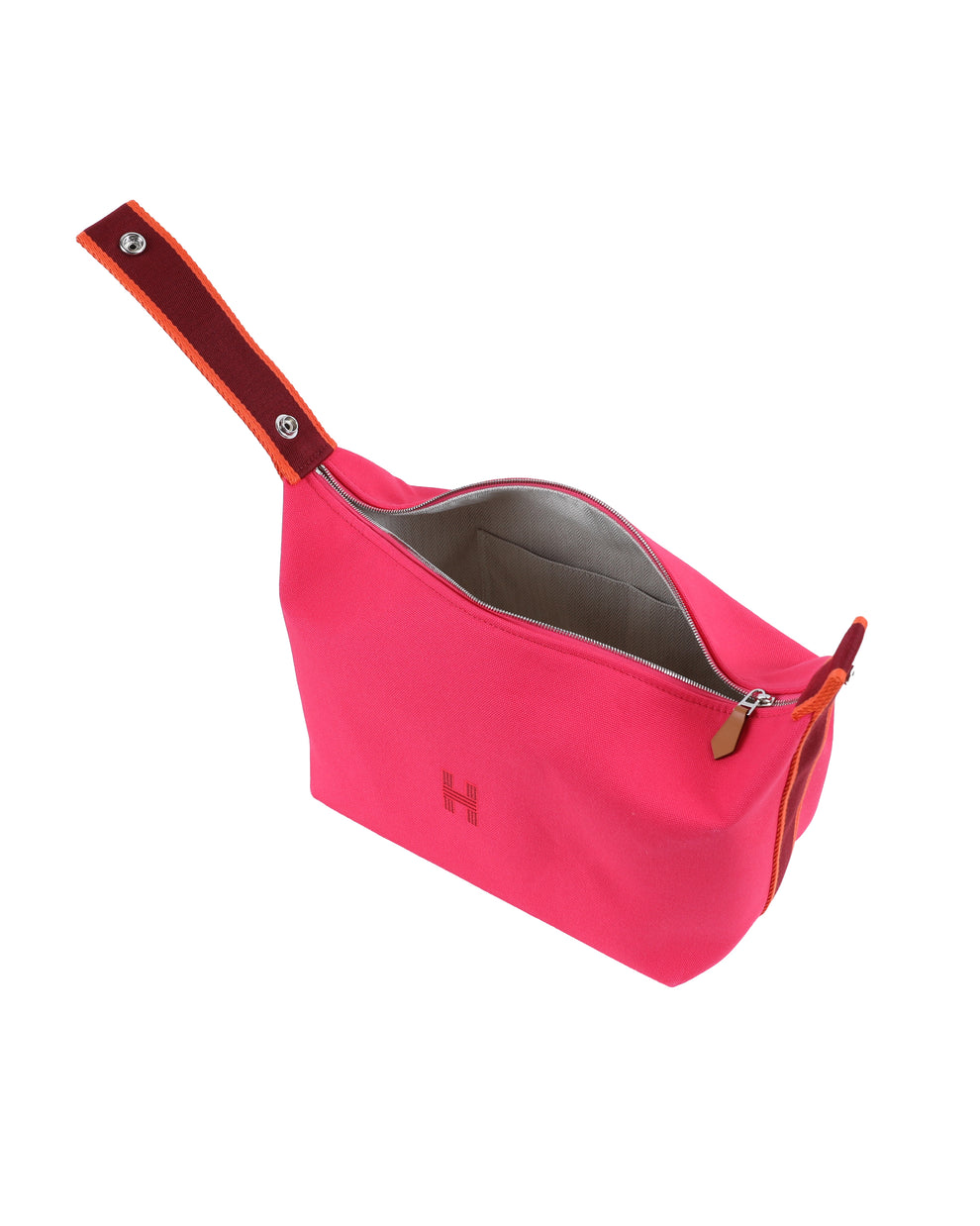 Hermes Bride à brac cloth vanity case in Pink Canvas and Silver Hardware 22 cm
