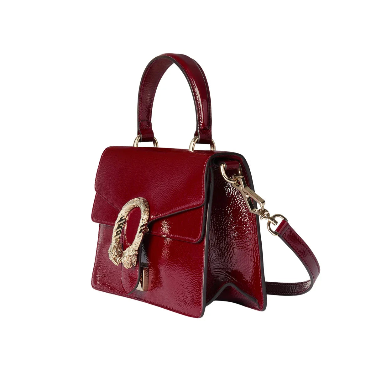 Gucci Dionysus Medium Rosso Ancora Glossy Leather Shoulder Bag with Silver Tiger Head Closure