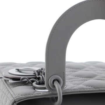 Dior Lady Dior Medium Bag in Matte Grey Cannage Calfskin with Black Hardware 20 cm