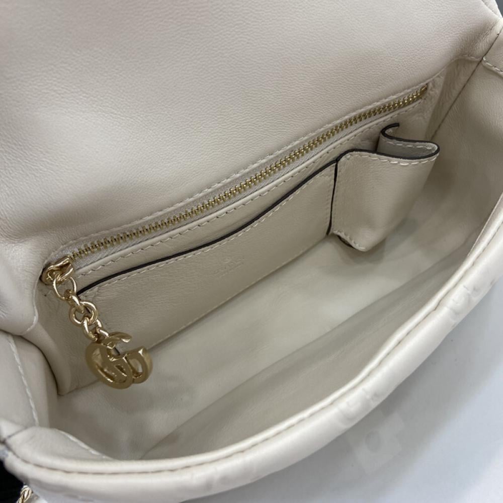 Gucci Mini GG Milano White Leather Top Handle Bag
