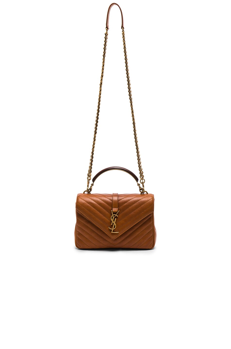 Saint Laurent 24 cm Tan Quilted Leather