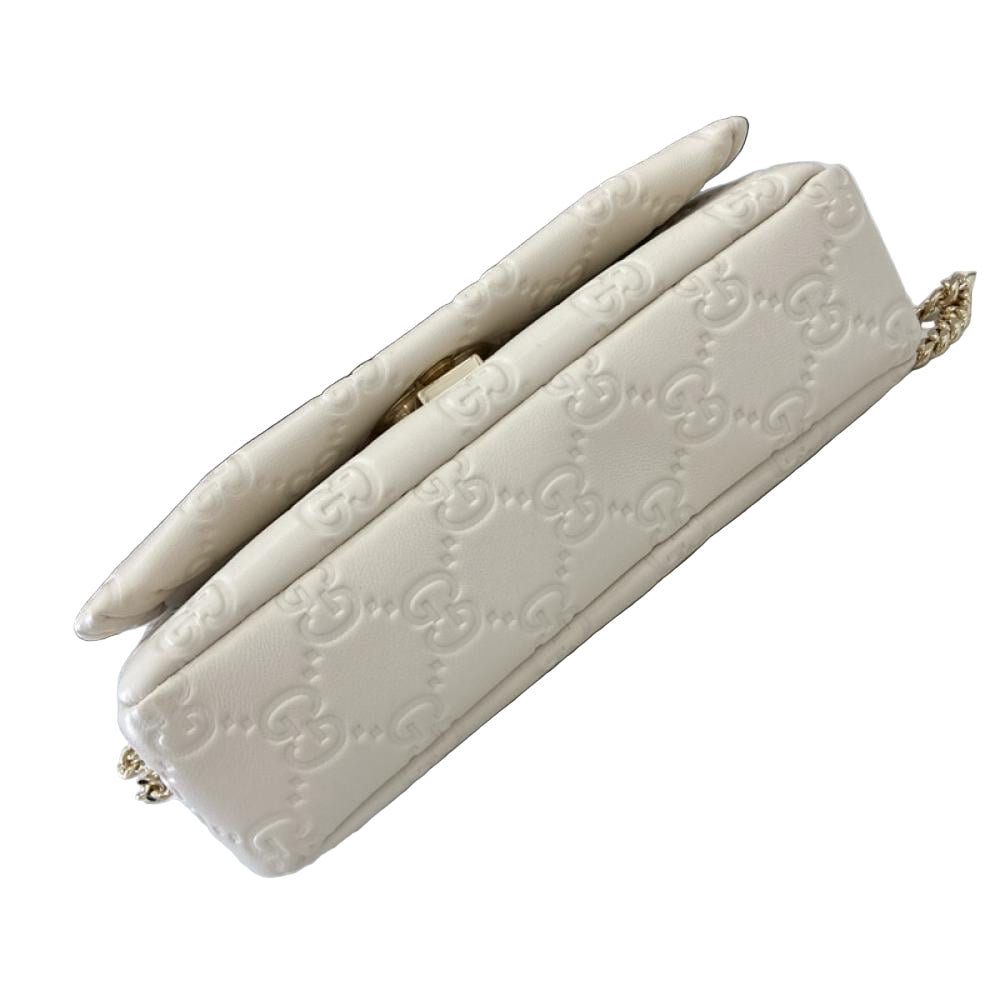 Gucci Mini GG Milano White Leather Top Handle Bag