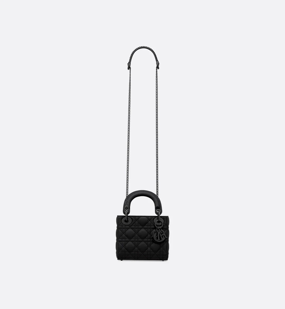 Dior Lady Dior Medium Bag in Matte Black Cannage Calfskin with Black Hardware 20 cm