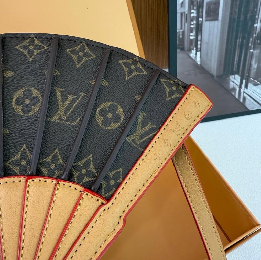 Louis Vuitton LV Fan Crossbody Bag in Brown Monogram Canvas with Beige/Red 37 cm