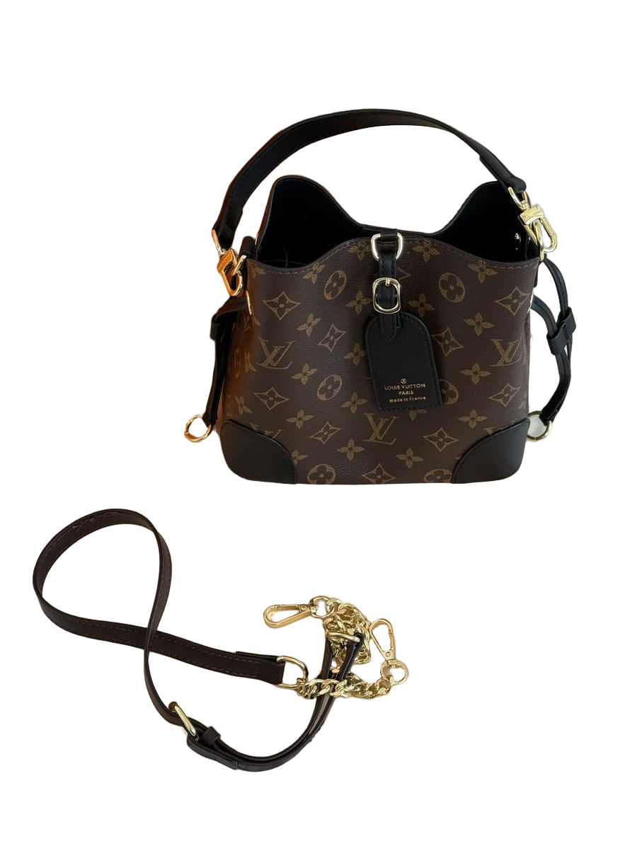 Louis Vuitton Canoé Bucket Bag – Brown Monogram Canvas with Black/Dark Brown Leather 21 cm