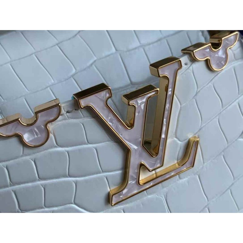 Louis Vuitton Capucines Mini Bag in Burgundy Snake-Embossed Leather with Gold Hardware 21 cm