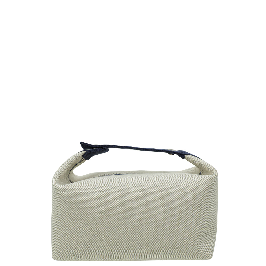 Hermes Bride à brac cloth vanity case in beige Canvas with black Handle 22 cm