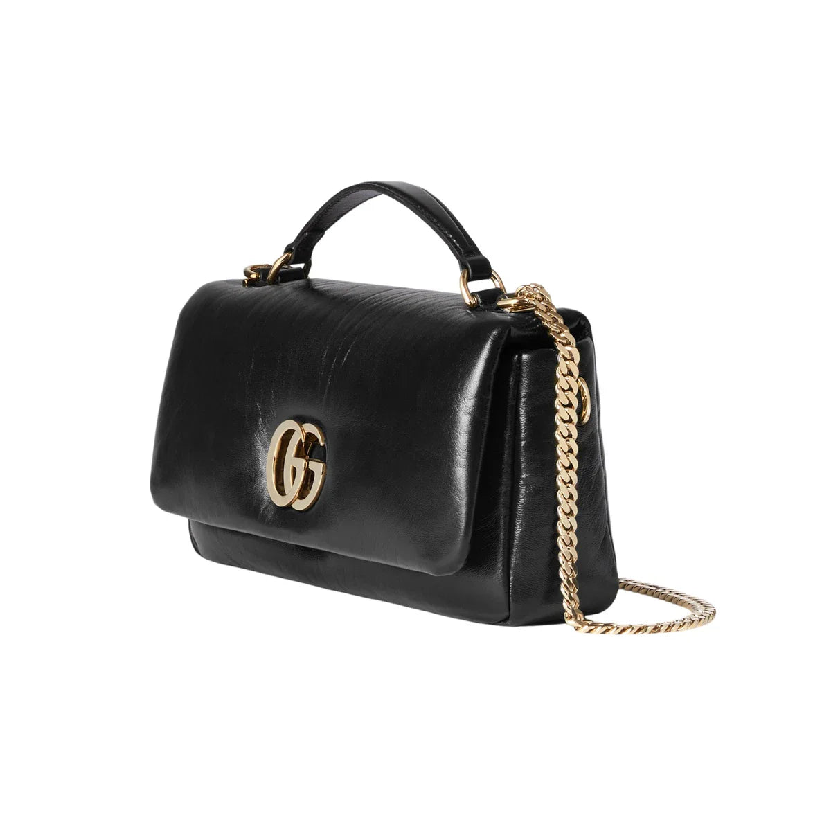 GUCCI Milano GG Small Black Puffy Leather Top Handle Bag