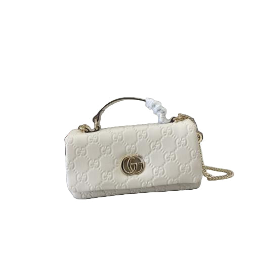 Gucci Mini GG Milano White Leather Top Handle Bag