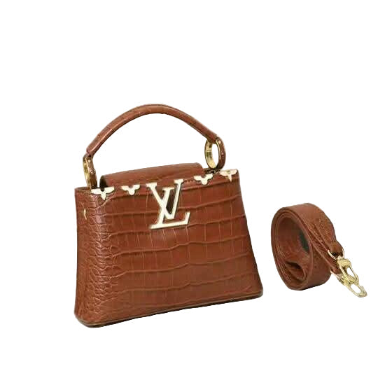 Louis Vuitton Capucines BB in Cognac Brown Crocodile-Embossed Leather with Gold Hardware 21 cm