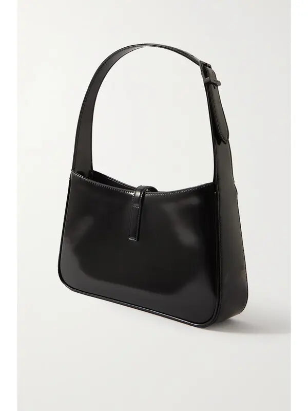 Saint Laurent Le 5 à 7 black Patent Leather Shoulder Bag with black Hardware