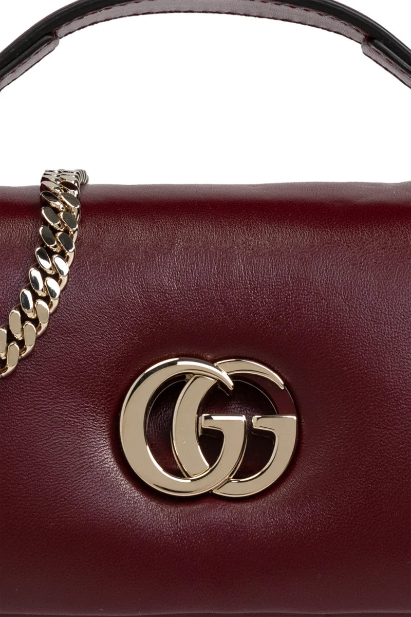 GUCCI Milano GG Small Roso Ancora Puffy Leather Top Handle Bag