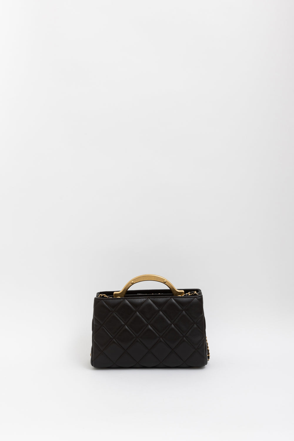 Chanel Top Handle Shoulder Bag in Black leather with Gold Hardware