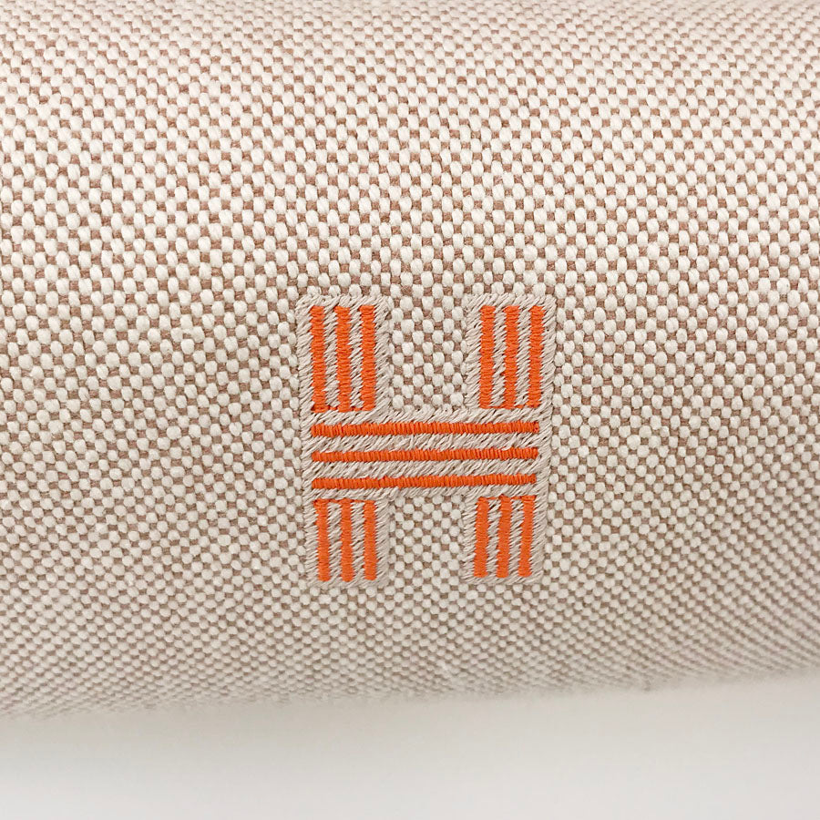 Hermes Bride à brac cloth vanity case in beige Canvas with orange/white Handle 22 cm
