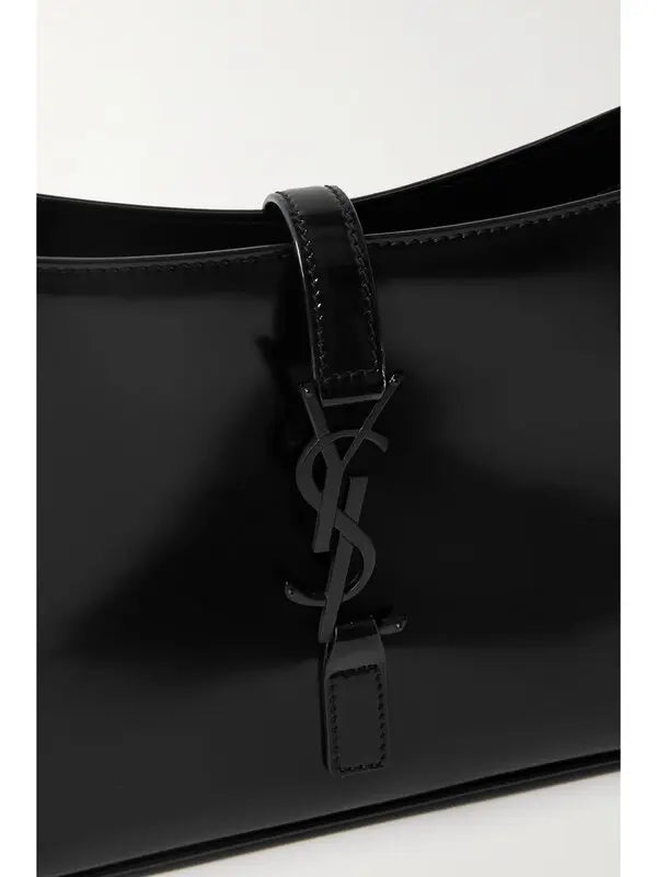 Saint Laurent Le 5 à 7 black Patent Leather Shoulder Bag with black Hardware