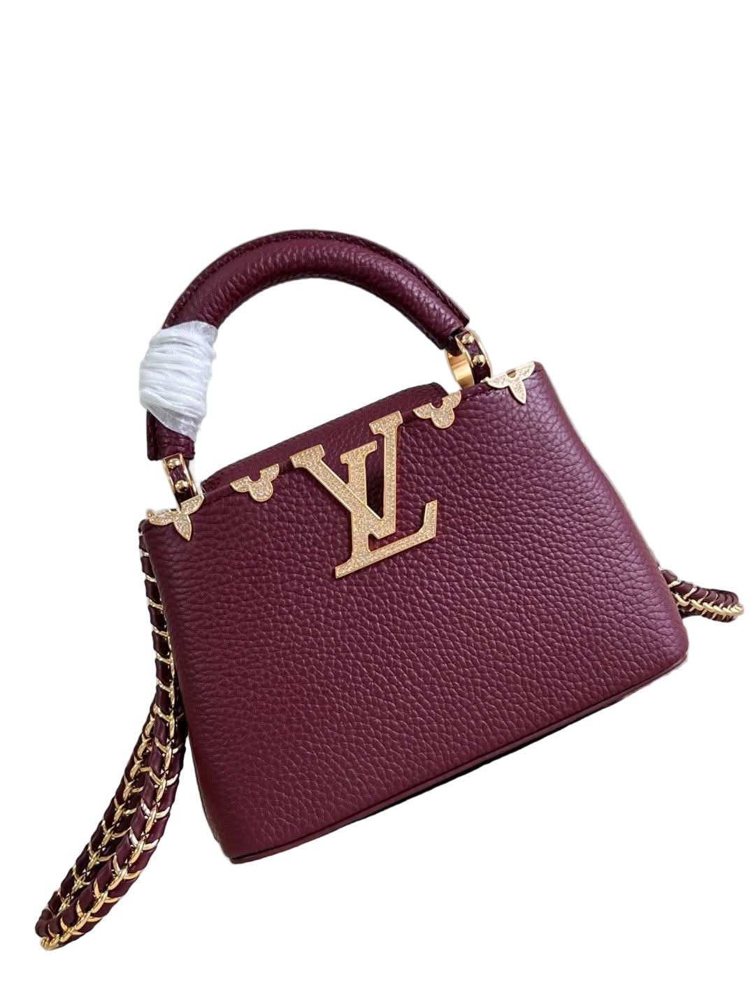 Louis Vuitton Capucines BB in Burgundy Grained Taurillon Leather with Gold Hardware