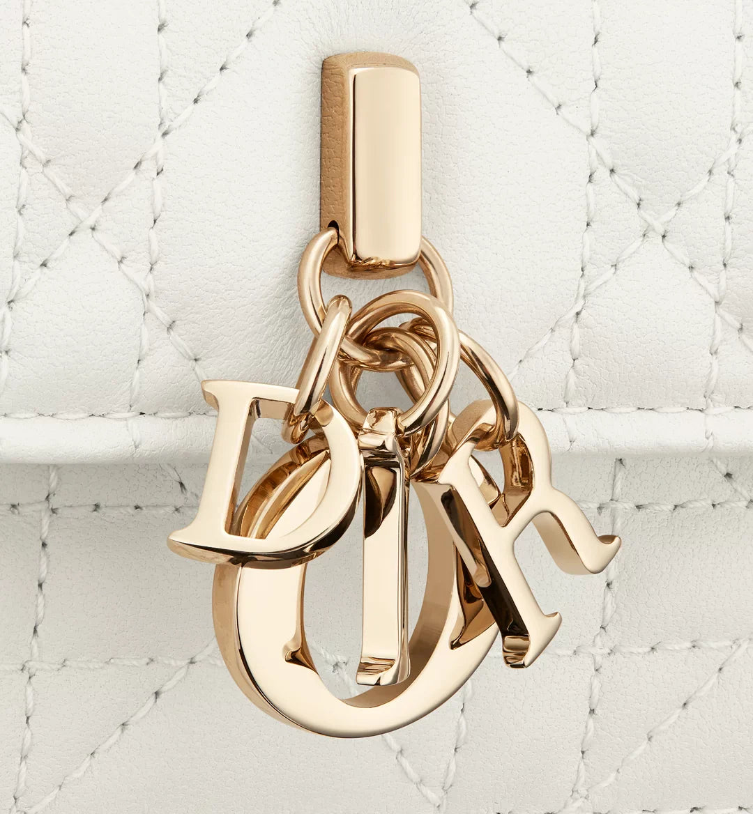Dior Lady Dior Top Handle Bag in White Quilted Lambskin with Gold Hardware – 20 cm