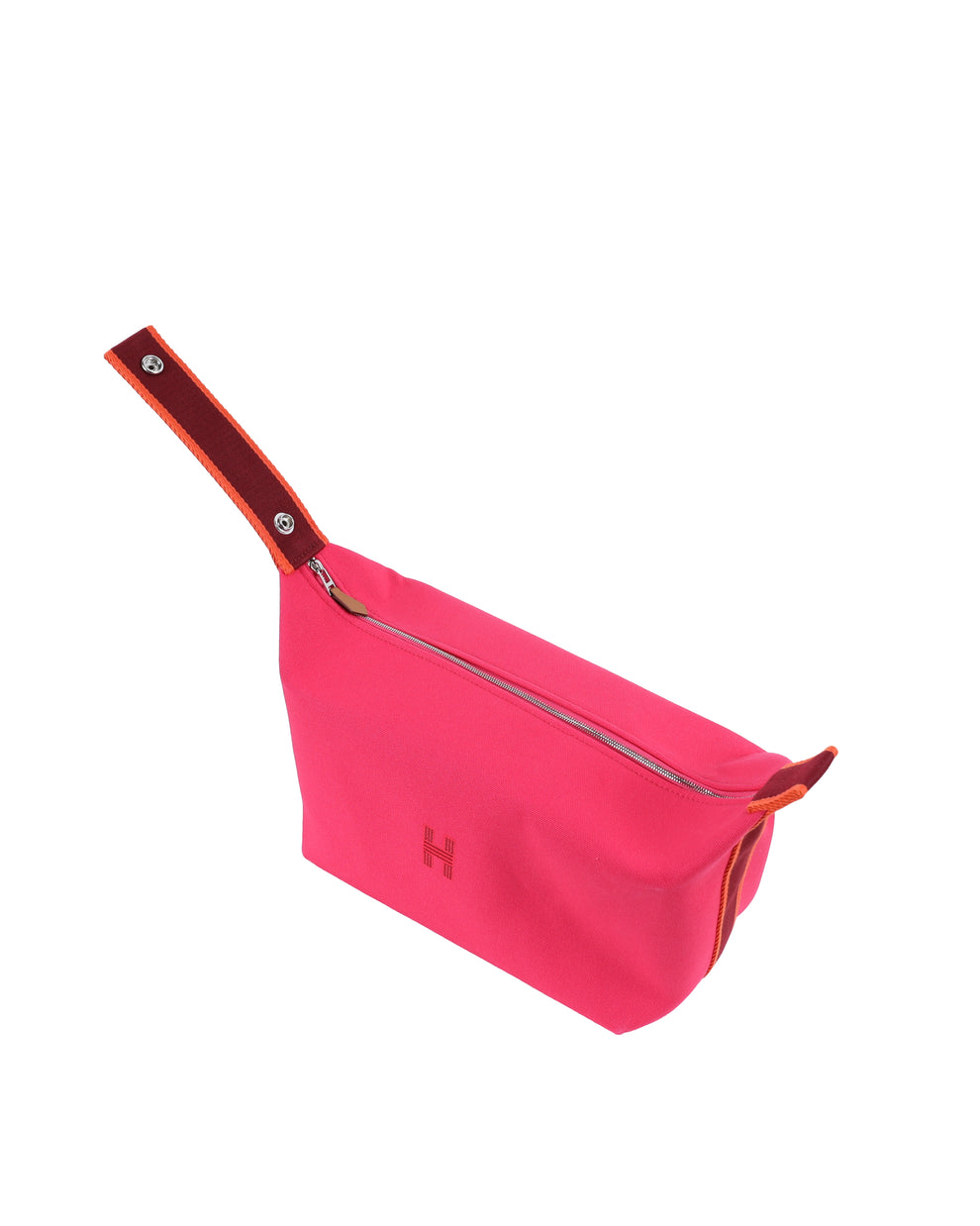 Hermes Bride à brac cloth vanity case in Pink Canvas and Silver Hardware 22 cm