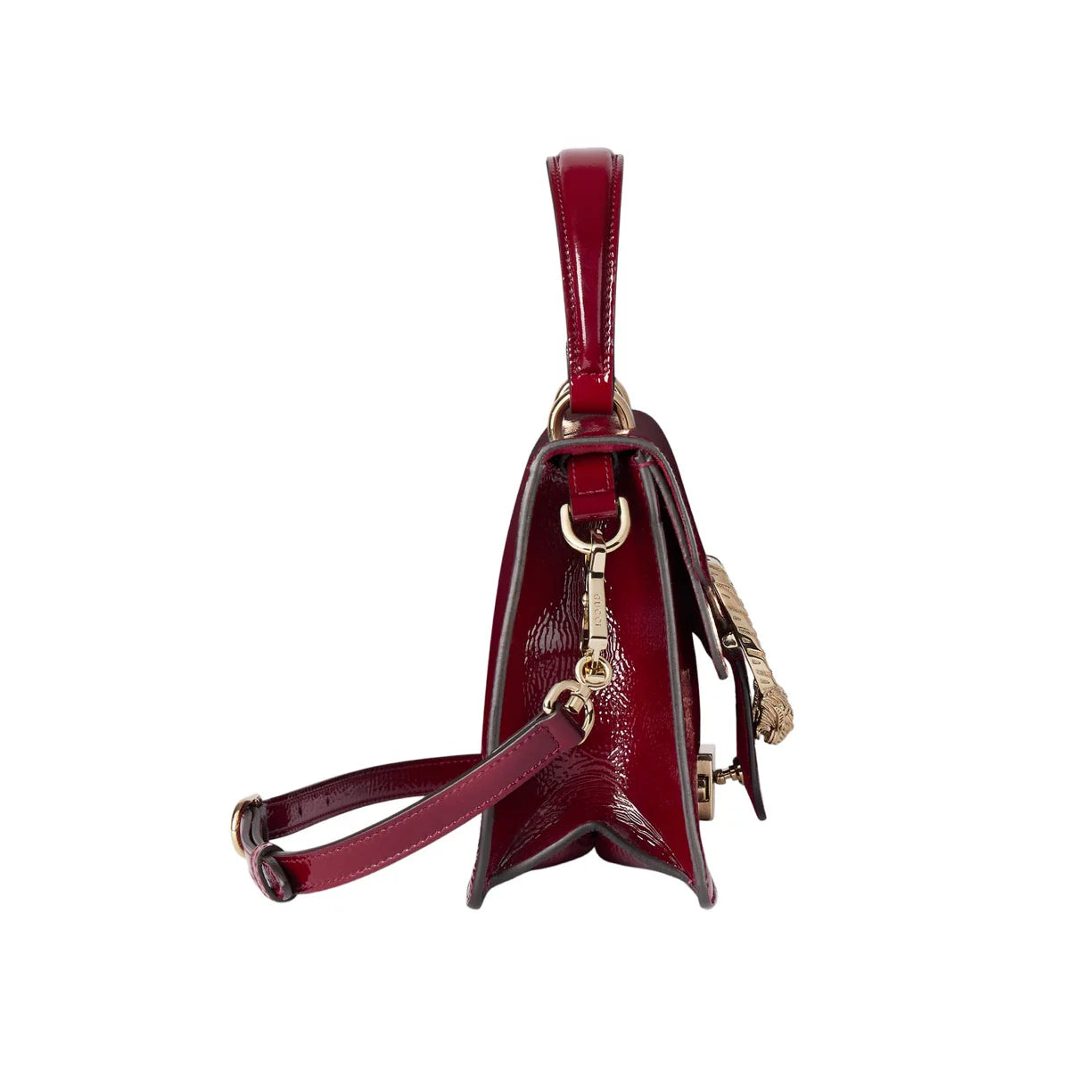 Gucci Dionysus Medium Rosso Ancora Glossy Leather Shoulder Bag with Silver Tiger Head Closure