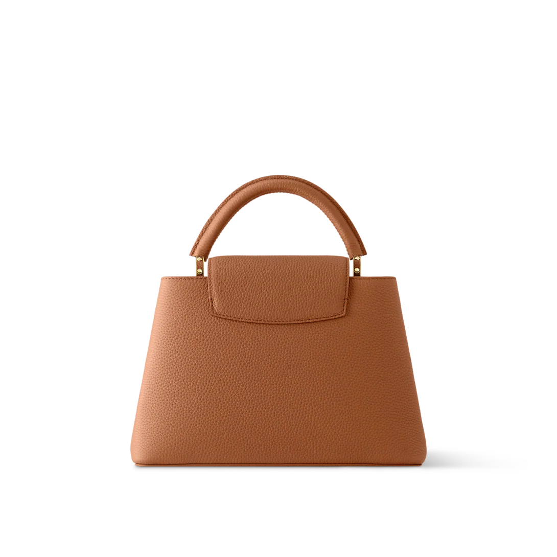Louis Vuitton Capucines Mini Bag in Rose Grained Leather and Gold Hardware 22 cm