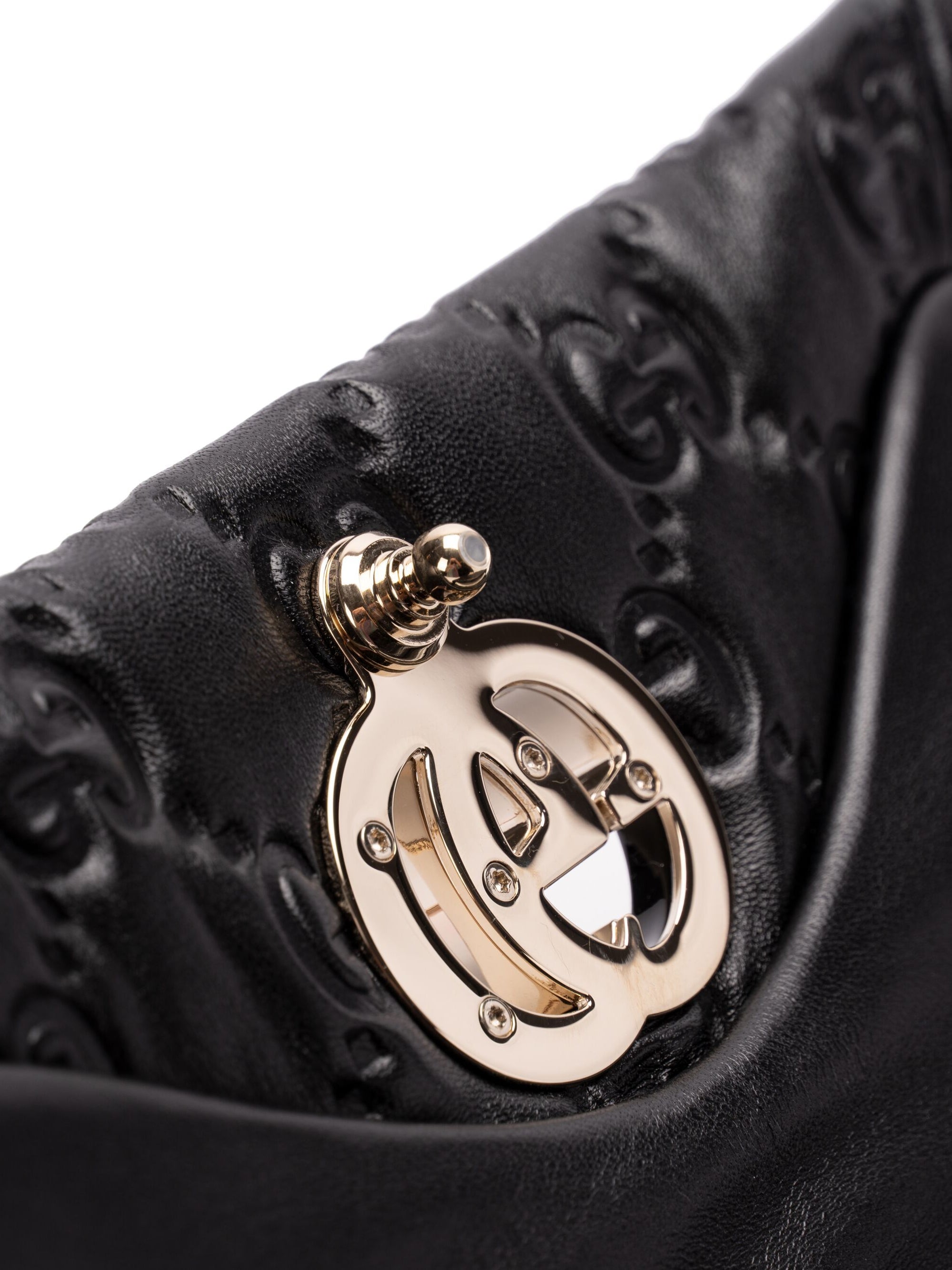 Gucci Mini GG Milano Black Leather Top Handle Bag With Gold Hardware