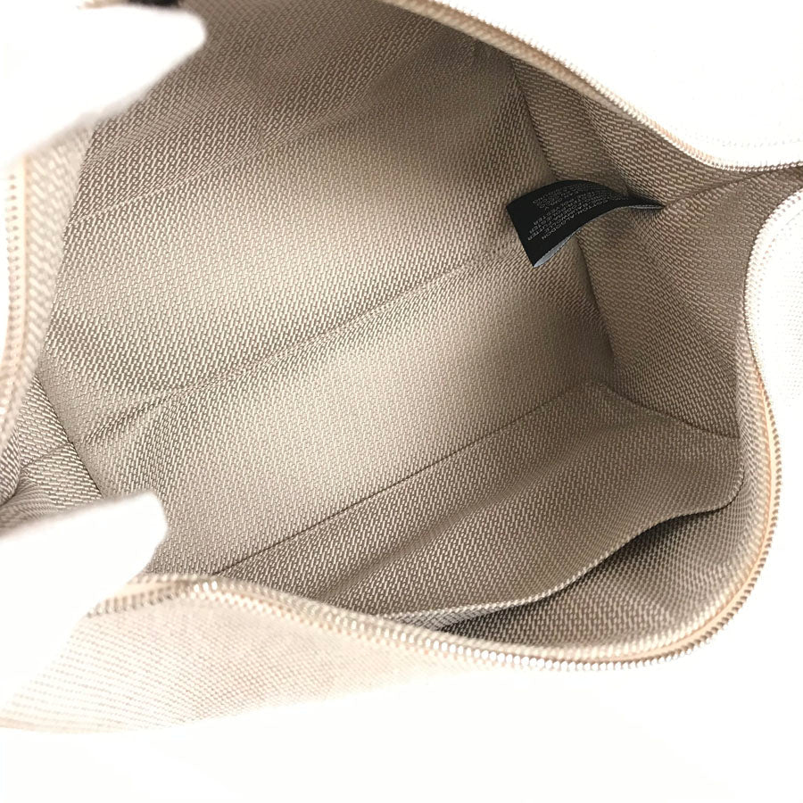 Hermes Bride à brac cloth vanity case in beige Canvas with Beige/Light Caramel Handle 22 cm