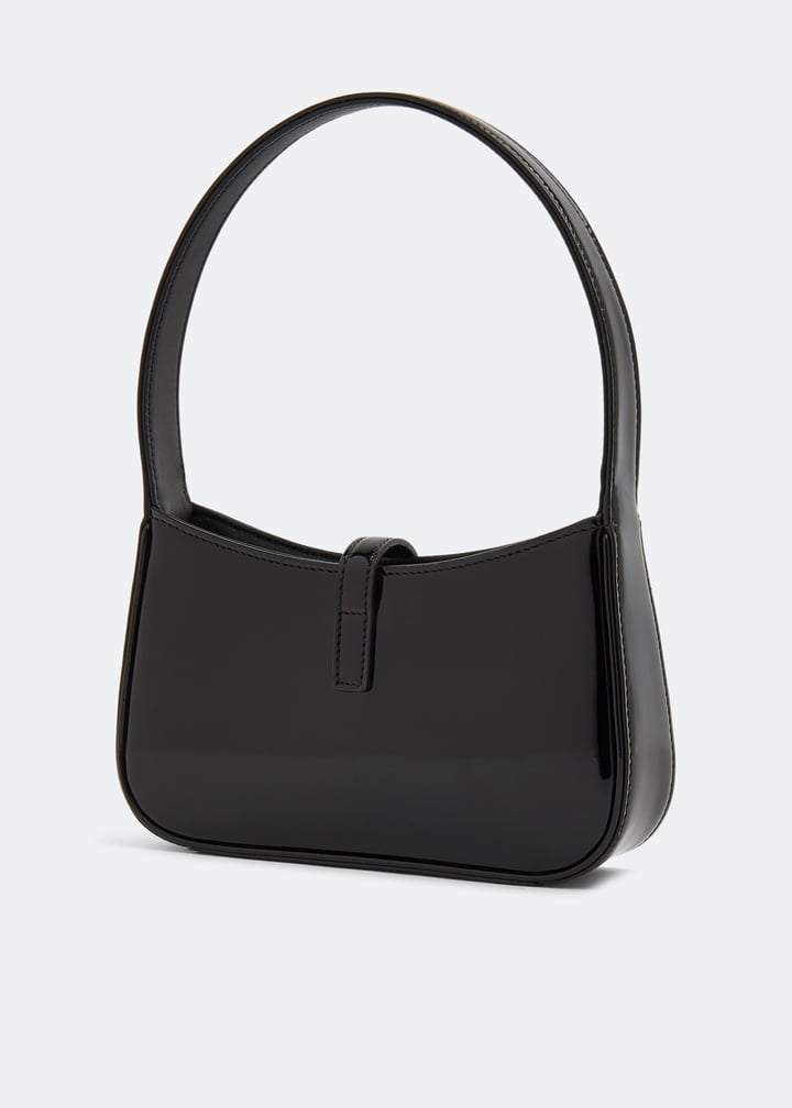 Saint Laurent Le 5 à 7 black Patent Leather Shoulder Bag with Gold Hardware