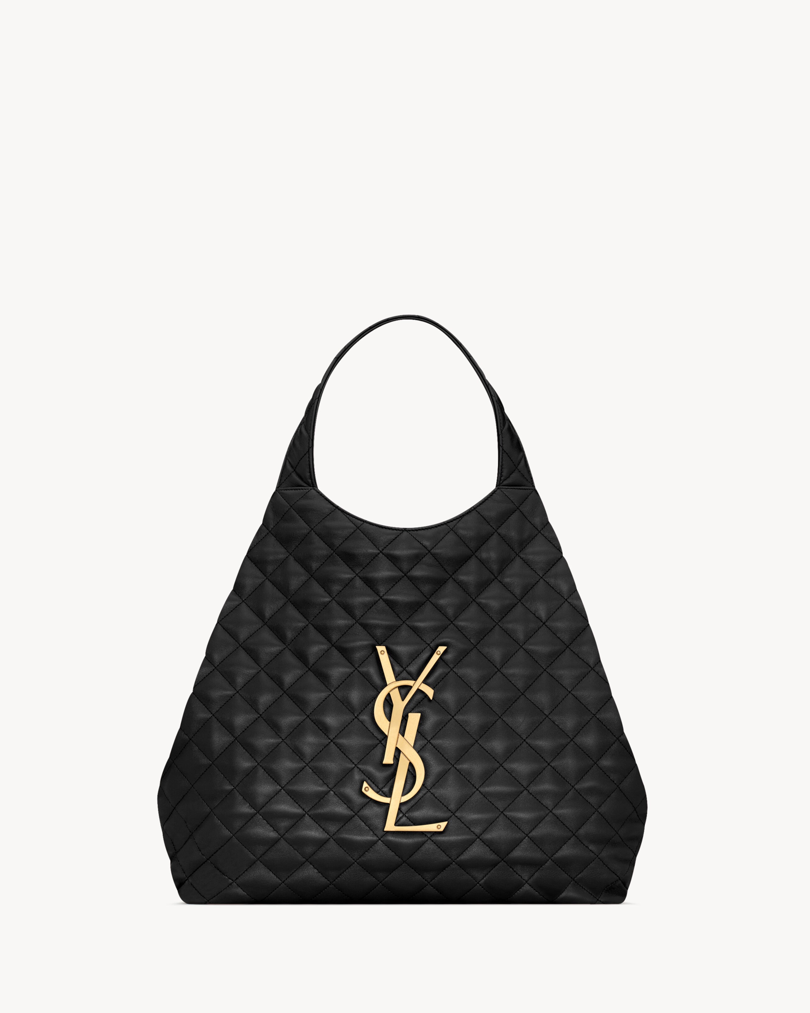 Saint Laurent Maxi Shopping Bag with Jewel Cassandre Logo_ Black With Gold Hardware