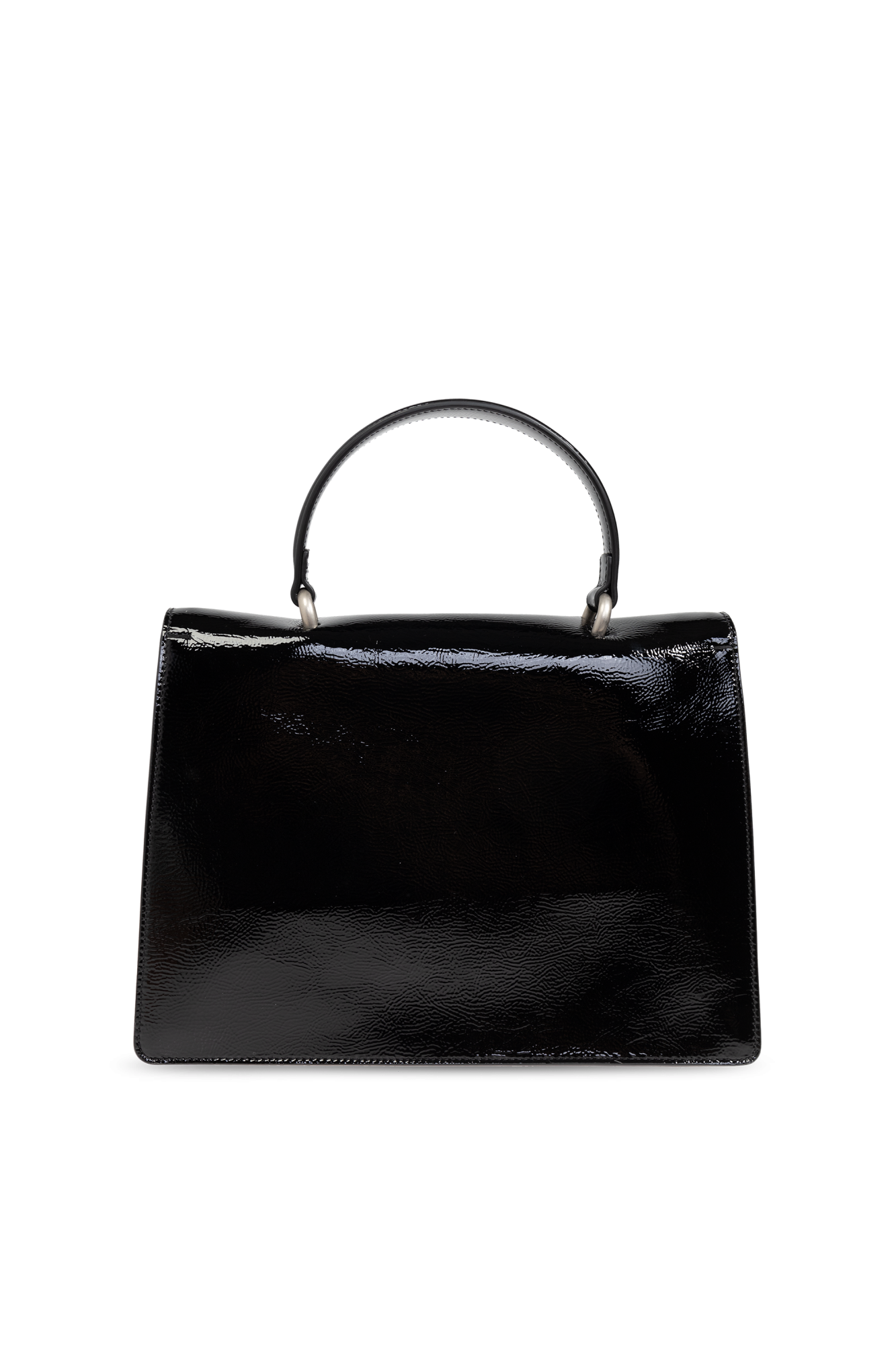 Gucci Dionysus Medium Black Glossy Leather Shoulder Bag with Silver Tiger Head Closure