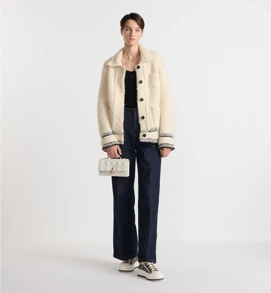 Dior Lady Dior Top Handle Bag in White Quilted Lambskin with Gold Hardware – 20 cm