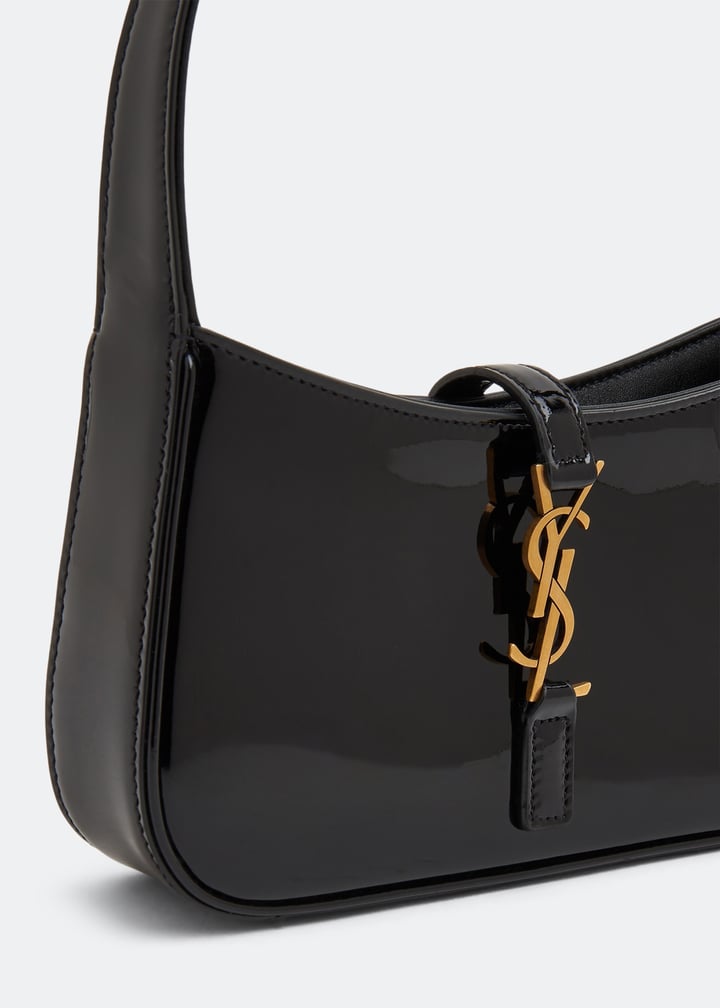 Saint Laurent Le 5 à 7 black Patent Leather Shoulder Bag with Gold Hardware