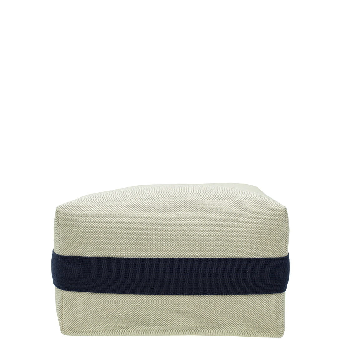 Hermes Bride à brac cloth vanity case in beige Canvas with black Handle 22 cm