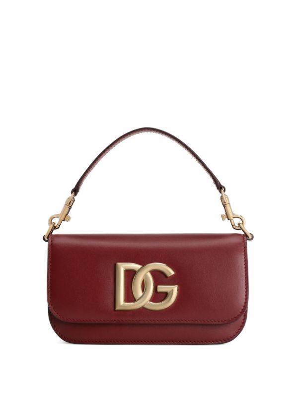 Dolce & Gabbana Shoulder bag in Red made of calfskin leather with a Gold Chain DG logo