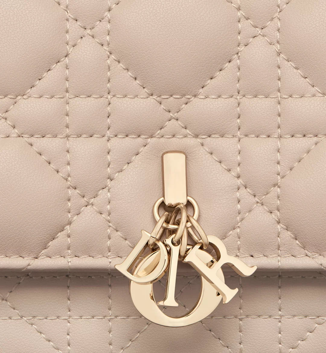 Dior Lady Dior Top Handle Bag in beige Quilted Lambskin with Gold Hardware – 20 cm