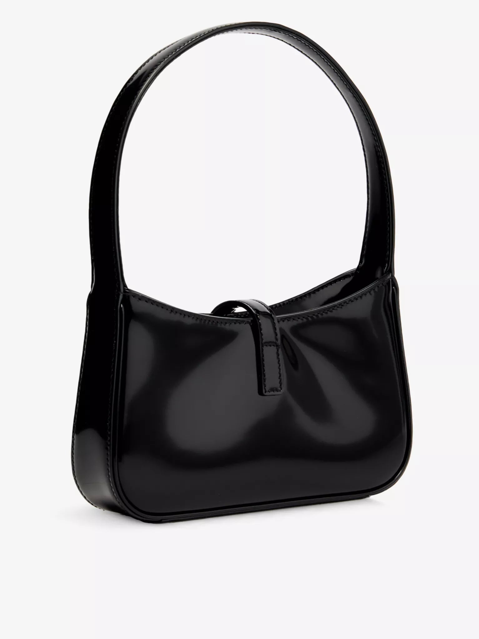 Saint Laurent Le 5 à 7 black Patent Leather Shoulder Bag with silver Hardware