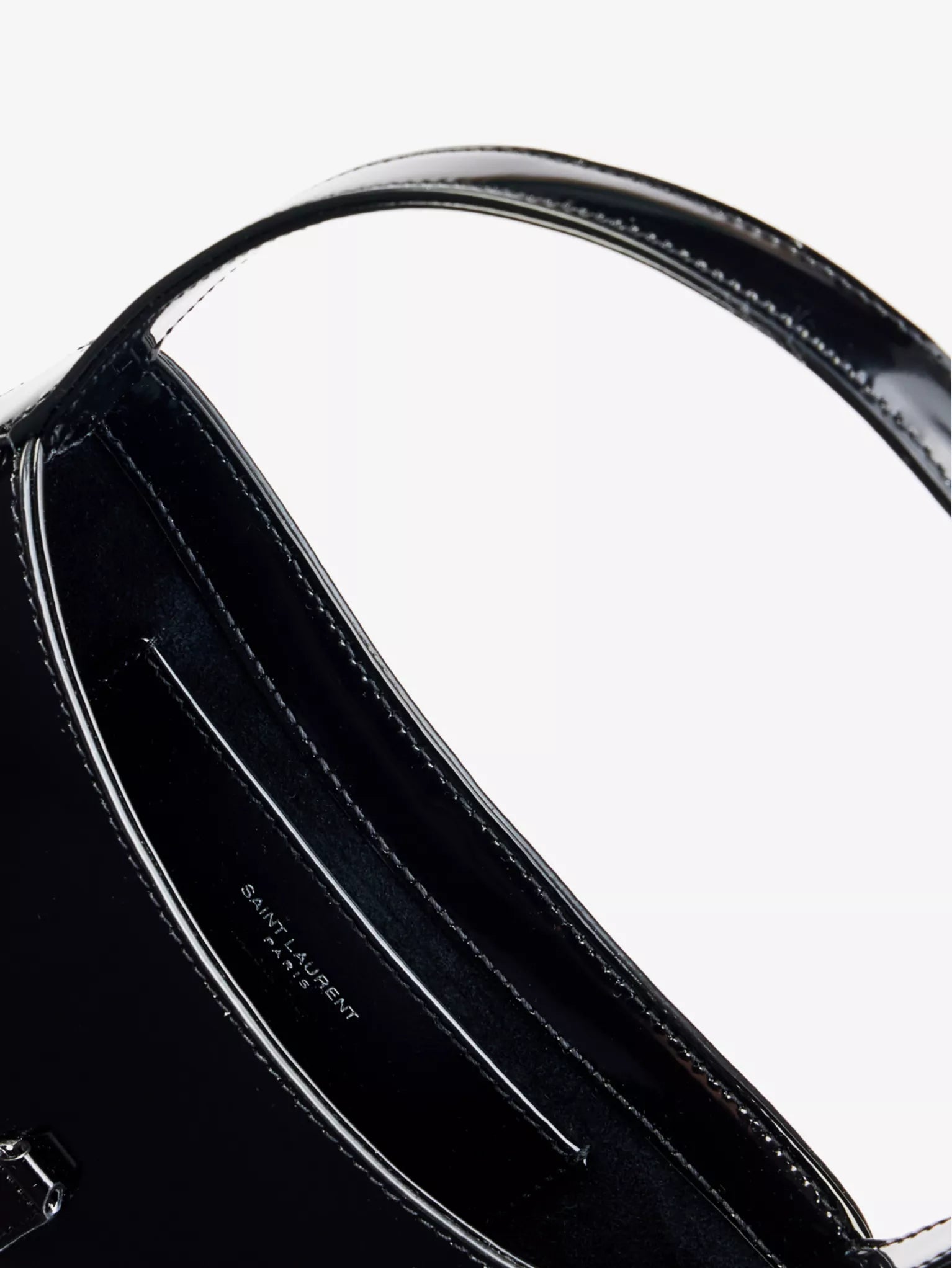 Saint Laurent Le 5 à 7 black Patent Leather Shoulder Bag with silver Hardware