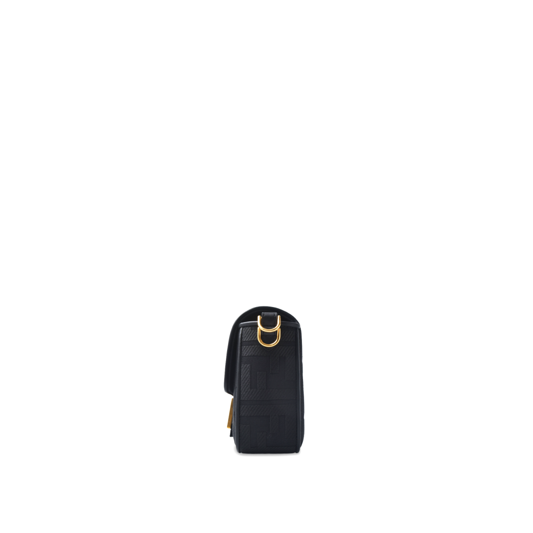 Fendi Baguette Bag in Black FF Canvas with Gold Hardware 26 cm