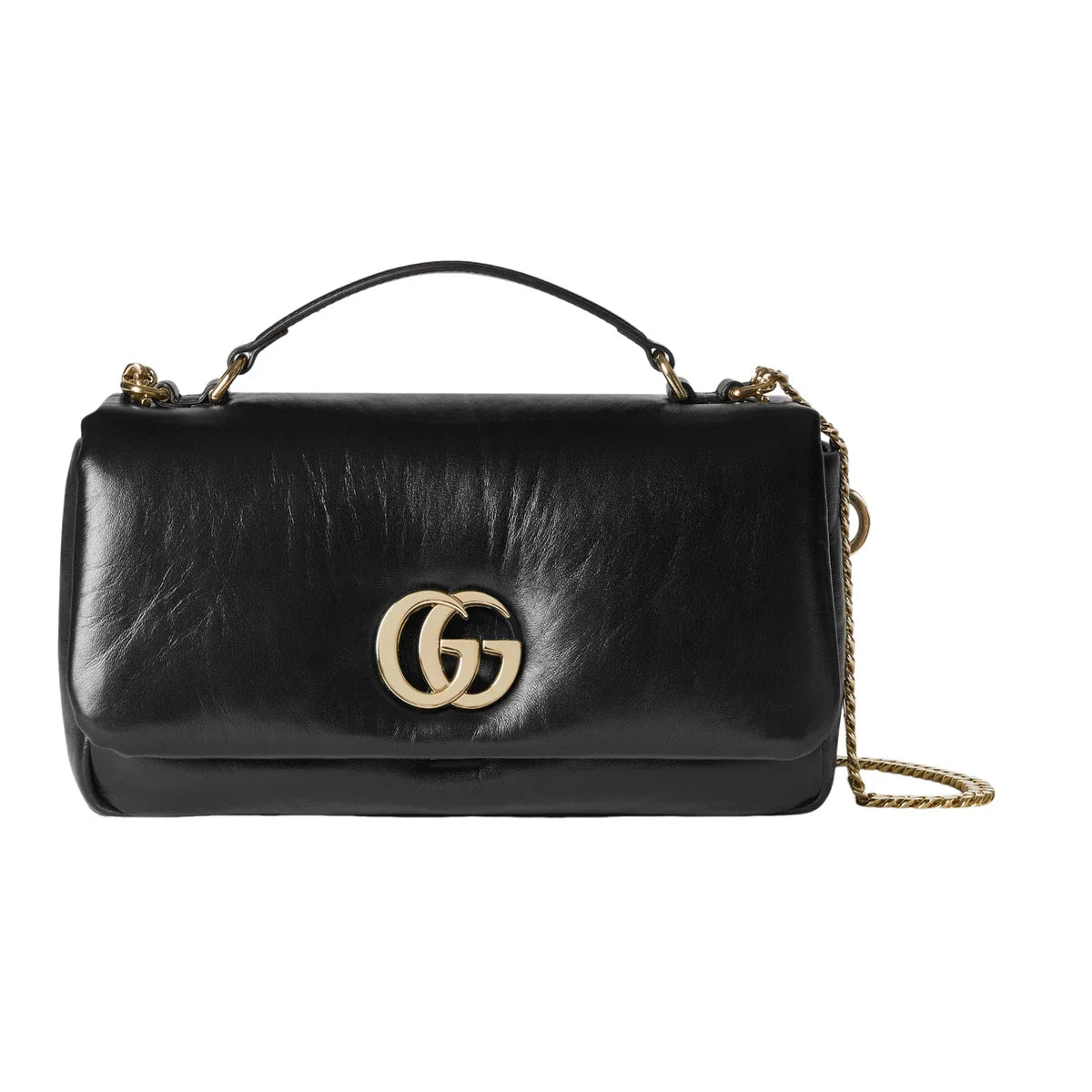 GUCCI Milano GG Small Black Puffy Leather Top Handle Bag