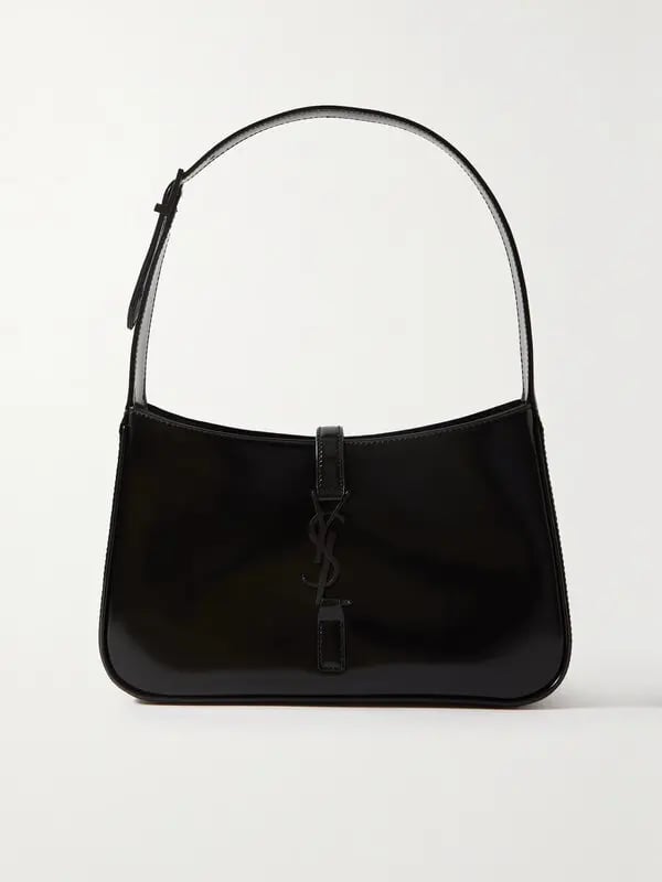 Saint Laurent Le 5 à 7 black Patent Leather Shoulder Bag with black Hardware