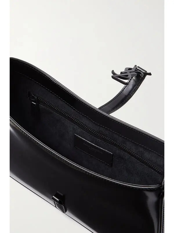Saint Laurent Le 5 à 7 black Patent Leather Shoulder Bag with black Hardware