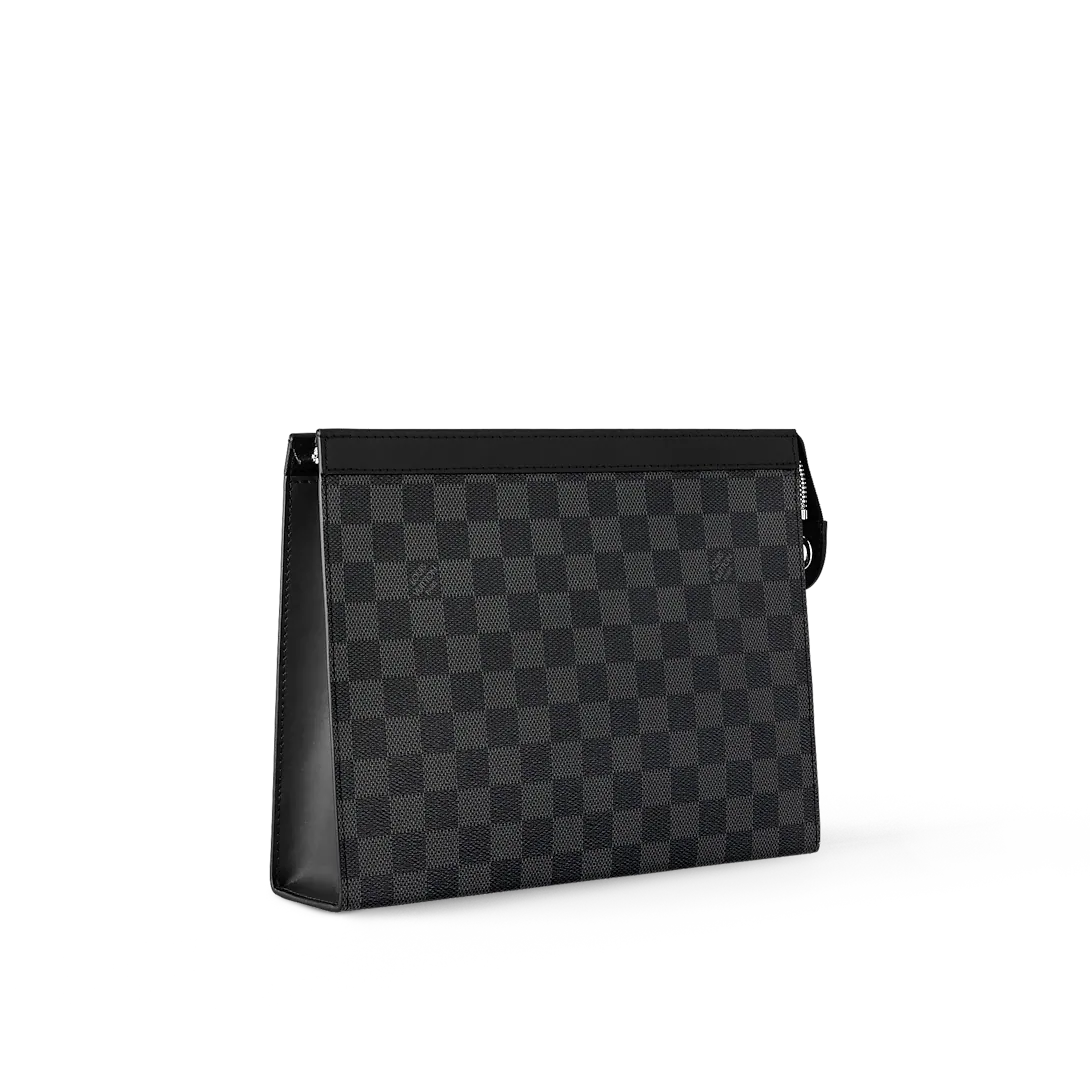 Louis Vuitton Pochette Volga in Damier Graphite Canvas Black & Grey with Black Hardware 27 cm